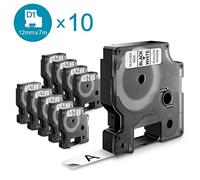 (TG. Confezione da 10) DYMO D1 Etichette Originali, Stampa Nero su Bianco, 12x7