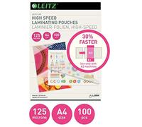 (TG. Confezione da 100) Leitz Quality Pouch per Plastificazione a Caldo, Lucida,