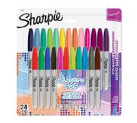 (TG. Confezione da 24) Sharpie Pennarelli Indelebili, Punta Fine, Confezione da