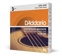 (TG. Confezione da 3) D'Addario EJ15-3D Set Corde Acustica EJ Phosphor BRZ RND W
