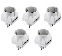 (TG. Confezione da 5) Electraline 92295 Set 5 Adattatori 3 Posti 1 Schuko + 2 10