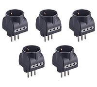(TG. Confezione da 5) Electraline 92297 Set 5 Adattatori 3 Posti 1 Schuko + 2 10