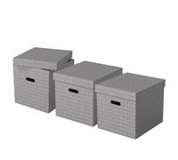 (TG. Cubo Large) Esselte Set di 3 Contenitori Cubici Grandi con Coperchio in Car