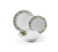 (TG. Dimensioni: 30 x 16 x H.3 cm) Excelsa Christmas Holly Servizio Piatti 18 Pe