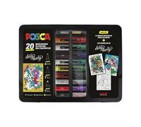(TG. Estándar) POSCA UNI-BALL - Valigia metallica - Astuccio - Set di pennarell