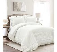 (TG. Full/Queen) Lush Decor Ella - Set copripiumino in pizzo 100% cotone, 3 pezz