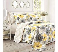 (TG. Full/Queen) Lush Decor Leah - Set di 6 piumoni, in poliestere, giallo e gri