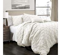 (TG. Full/Queen) Lush Decor Ravello Pintuck, Poliestere, Bianco, Full/Queen - NU