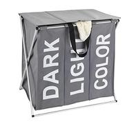 (TG. Grande) WENKO Cesto portabiancheria Trio Top Grigio, flessibile, con coperc