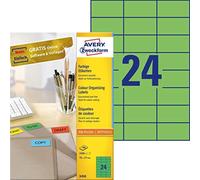(TG. Großpackung - 100 Blatt) Avery Universal Labels, Green 70x37mm - NUOVO