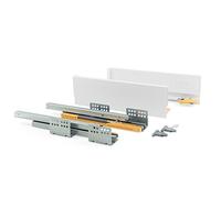 Emuca - Kit cassetto cucina o bagno con guide ad estrazione totale e chiusura soft, altezza 105mm e profondità 450mm, Bianco