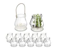 (TG. HxD 10 x 8,5 cm) Relaxdays Vasetti Portacandele, Set da 12, Vasi in Vetro,