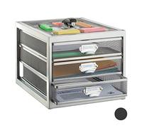 (TG. HxLxP: 23 x 27,5 x 35 cm) Relaxdays Cassettiera da Scrivania, 3 Cassetti, F