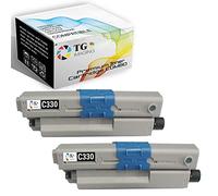 TG Imaging 2xB - Cartuccia toner compatibile C330 C330BK per stampante OKI tipo C17 C330DN C530DN MC561 MC562W MC361 MC362W (confezione da 2), colore: Nero
