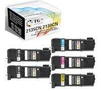 TG Imaging Confezione da 5 cartucce toner di ricambio compatibili per Dell 2130 2135 2135 2130cn 2135cn, 2 nero, 1 ciano, 1 magenta, 1 giallo