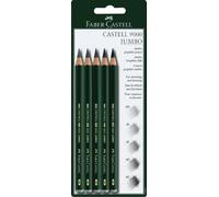 (TG. Jumbo Set HB, 2B, 4B, 6B & 8B) Faber-Castell 119397-5 Matite Jumbo 9000, HB