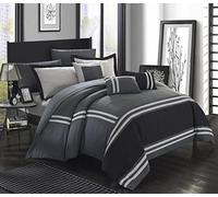 (TG. King) Chic Home 10 Piece Zarah Supersoft Oversize Pieced Color Block Bandin