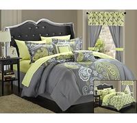 (TG. King) Chic Home 20-Piece Olivia Paisley Stampa Reversibile Comforter Set, K