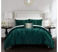 (TG. King) Chic Home Westmont - Set di 4 piumoni in velluto riccio increspato, p
