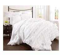 (TG. King) Lush Decor Belle 4-Piece Comforter Set, White, King - NUOVO