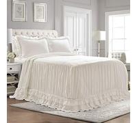 (TG. King) Lush Decor Ella - Copriletto in pizzo shabby chic, con volant, colore