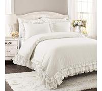 (TG. King) Lush Decor Ella Vintage Chic - Set di 3 trapunte in pizzo con volant,