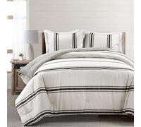 (TG. King) Lush Decor Farmhouse - Set copripiumino reversibile in cotone, 3 pezz