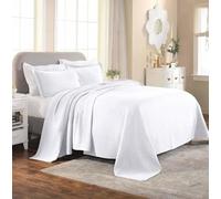 (TG. King) Superior Basket Weave Bedspread Biancheria da Letto R, Cotone, Bianco