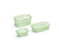 (TG. Kit) Lékué Tupper, Silicone, Verde Traslucido, Kit - NUOVO