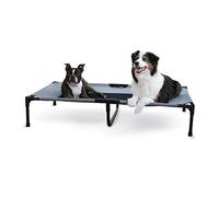 K&H Pet Products - Culla rialzata per cani con rete traspirante lavabile, piedini in gomma antiscivolo, lettino portatile per interni ed esterni, rete XL grigio/nera