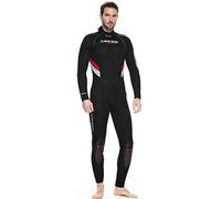 Cressi Castoro Man Monopiece Wetsuit 5 or 7mm, Muta Subacquea Uomo in Neoprene High Stretch Disponibile in 5 o 7 mm, Nero/Rosso 5mm, L