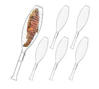 (TG. L: 54 cm) Relaxdays Set 6 Cestelli per Barbecue, Graticola Pesce Grigliato,