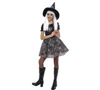 (TG. L (8-10 anni)) Rubie's Costume da strega spiderweb per ragazze, vestito Glo