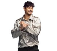 (TG. L) Boland - Camicia da discoteca con volant, argento, uomo, camicia in masc