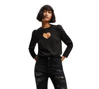 (TG. L) Desigual Camicia a Maniche Lunghe T-Shirt, Nero, L Donna - NUOVO