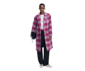 (TG. L) Desigual COAT_PINKCHECK, 3033 ROSA FLUOR, L - NUOVO