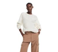 (TG. L) Desigual Maglione da Donna Flat Knit Thin Gauge Felpa, Bianco - NUOVO