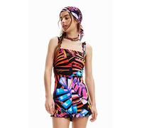 (TG. L) Desigual Tuta Encinitas 2000 Set Bikini, Nero, L Donna - NUOVO