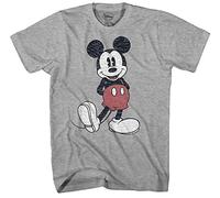 (TG. L) Disney Topolino Posa T-Shirt, Grigio mlange, L Uomo - NUOVO