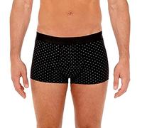 (TG. L) Hom Max Boxer Briefs Intimo, Micro Motif Blanc Imprimé Sur Fond Noir, L