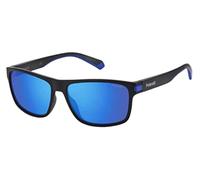 (TG. L) Polaroid PLD 2121/s Sunglasses, 0VK/5X MTBLK Blue, L Men's - NUOVO