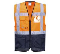 (TG. L) Portwest C476 Gilet Executive Varsavia, Arancione/Navy, L - NUOVO