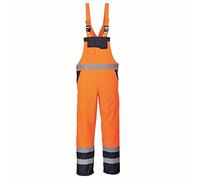 (TG. L) Portwest S489 Salopette con Bretelle, Foderato, Arancione, L - NUOVO