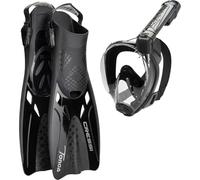(TG. L/XL) CRESSI Baron+Tonga Combo Black/Black L/X-Set Maschera Integrale Baron