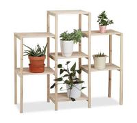 (TG. Large) Relaxdays Scaffale per Piante in Legno da Interno Stabile Rustico In