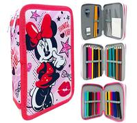 (TG. M) Astuccio 3 cerniere astuccio a 3 piani Minnie per la scuola, per bambina
