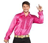 (TG. M) Boland - Camicia da discoteca con volant, rosa, da uomo, costume, camici