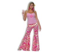 (TG. M) Bristol Novelty AC742 Potere dei Fiori Pantaloni Bell-Bottom - NUOVO