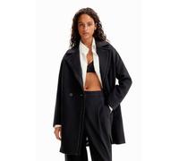 (TG. M) Desigual Coat_Stitch Woman Woven Overcoat, Nero, M Donna - NUOVO