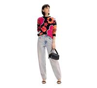 (TG. M) Desigual Maglione da Donna Flat Knit Thin Gauge Felpa, Nero, M - NUOVO